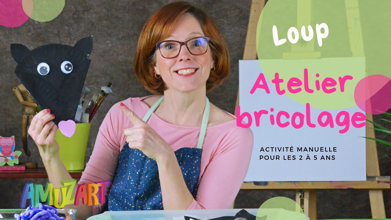 Loup noir. Bricolage facile pour enfant. Activité pour les enfants de 2 à 5  ans. 