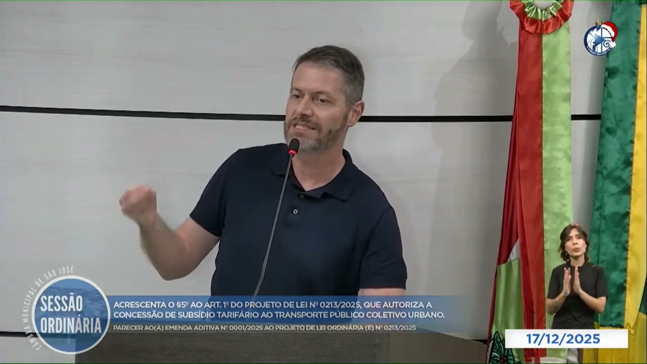 Discussão de matéria - emenda ao PL 213/2025 que autoria subsídio tarifário ao transporte público.