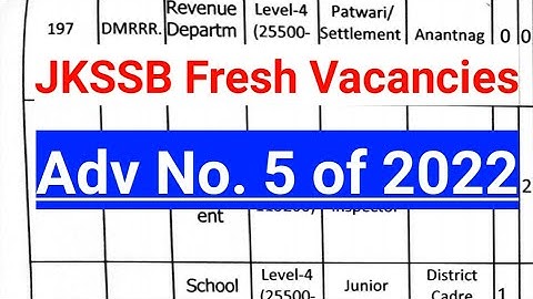 JKSSB Fresh Vacancies | Advertisement No. 5 of 2022 | Official | But Examination Calendar???