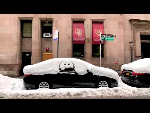 გასეირნება ნიუ იორკში  NEW YORK 4K WALL STREET  შეისწავლეთ Snowy NYC