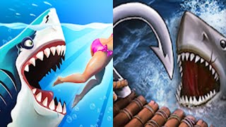 Hungry Shark World VS Raft Survival Ocean Nomad - Android & IOS Gameplay screenshot 1