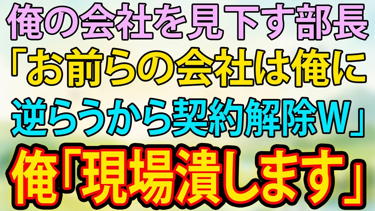 【スカッと】俺の会社を見下す部長「お前らの会社は俺に逆らうから契約解除w」俺「現場潰します」【朗読】【修羅場】