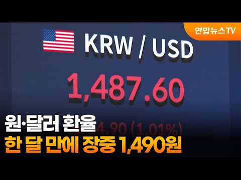 원달러 환율 한 달 만에 장중 1,490원 / 연합뉴스TV (YonhapnewsTV)