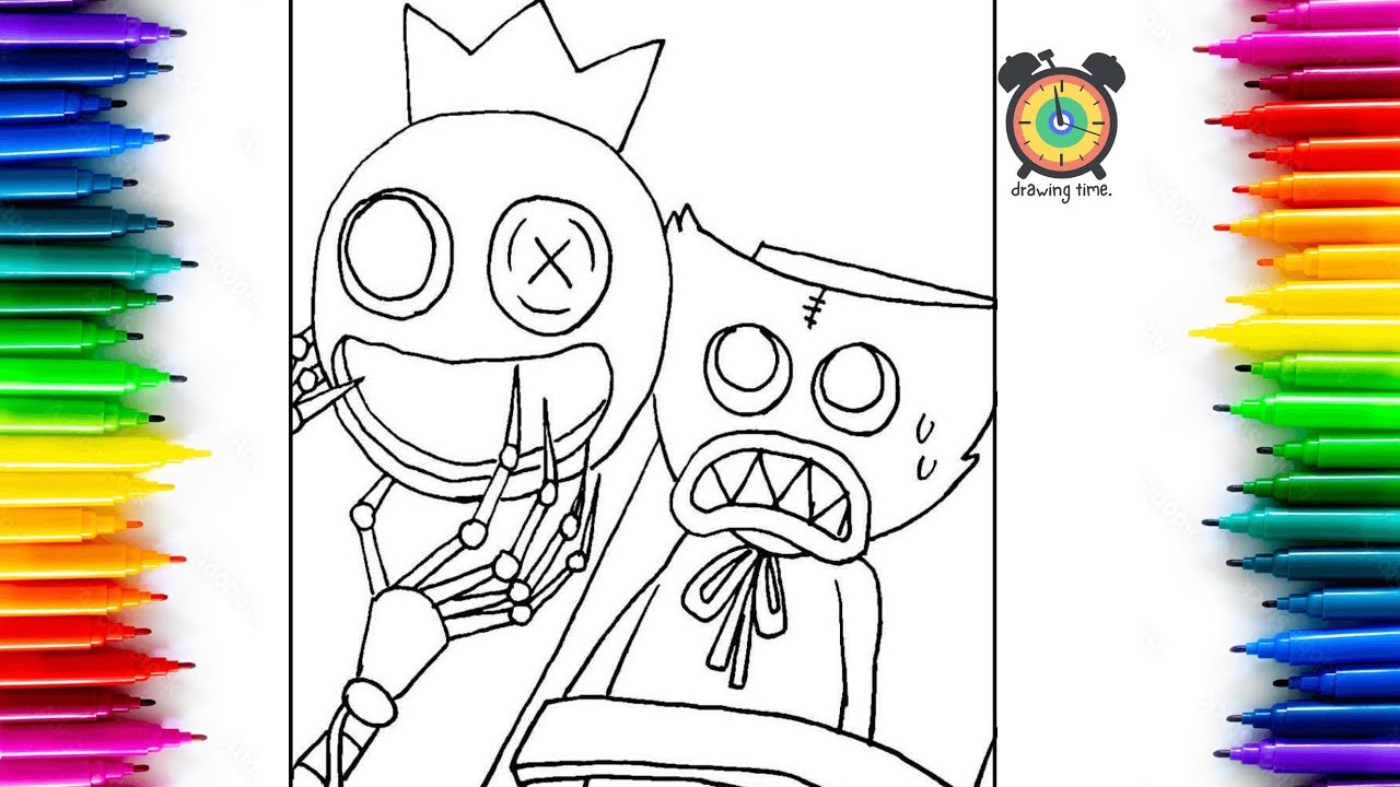 poppy play time new coloring pages |coloring huggy wuggy and blue |