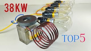 AC 240v Powerful Top 5 Free Electricity Generator with Transformer and Coper wire use Magnet