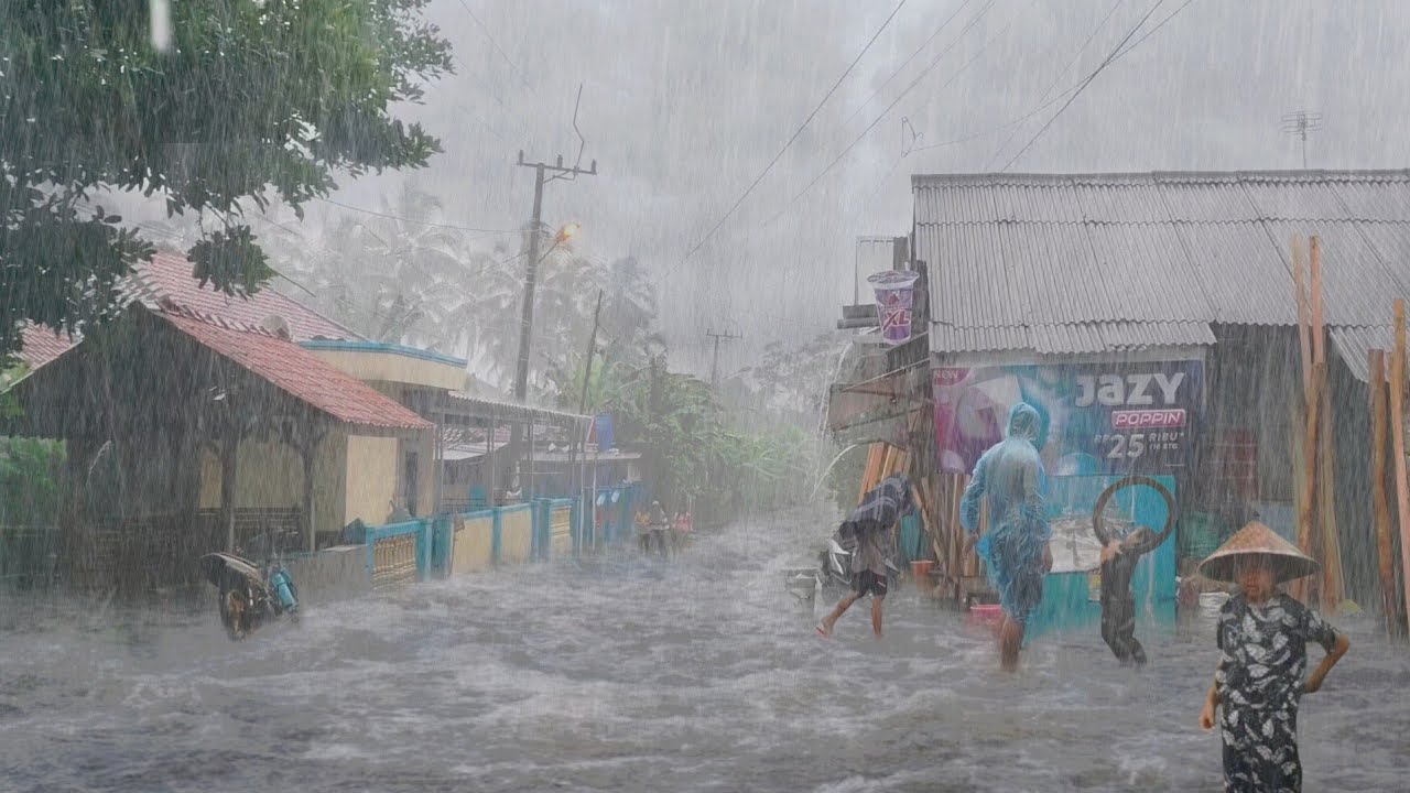 Super heavy rain and strong winds in my village | Sleep instantly with ...