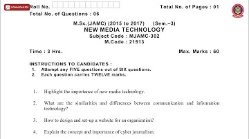 MSC JAMC 3RD SEM NEW MEDIA TECHNOLOGY MAY 2019 | PTU