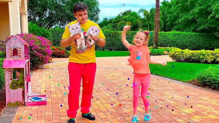 Nastya and dad got kittens