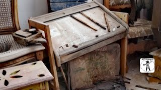 restoration and aging of old school desk wood