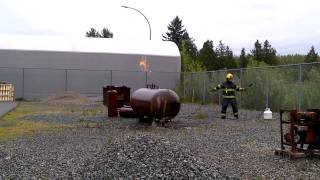 Fire Tech practical - simulated propane tank fire