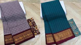 Premium Corvai Checked Cotton Sarees High Quality Zari Border% Pure Cotton