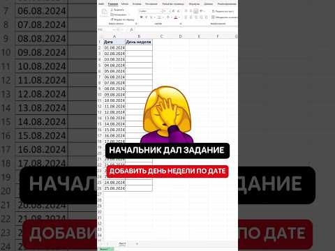 Добавляем день недели по дате в Excel🔥 #эксель #эксельобучение #excel