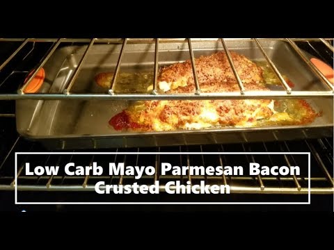 Low Carb Mayo Parmesan Bacon Crusted Chicken