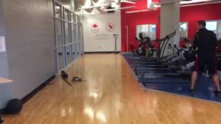 MB step behind shot put toss