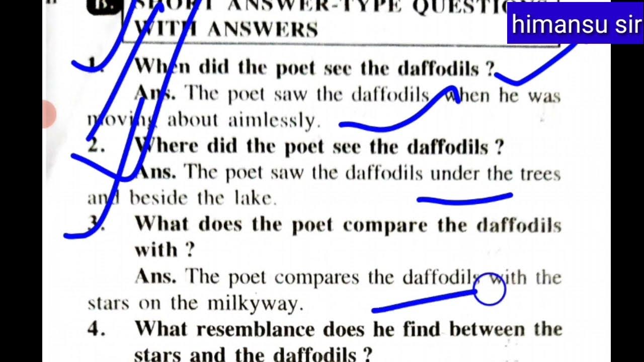 +2 2nd year students ka pai important 3 mark question Daffodils part 1