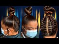 Top Knot Bun with 2 Stitch Braids