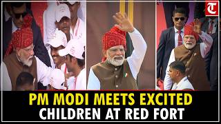 Pm Modi Meets Elated Children At Red Fort After 80th Independence Day Speech