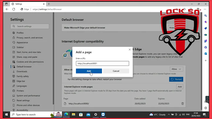 How to Fix SDD for JLR To work in Edge with ie mode after windows update blocked IE browser now