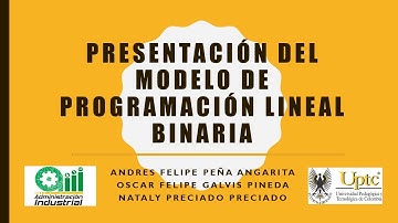 - PRESENTACIÓN DEL MODELO DE PROGRAMACIÓN LINEAL BINARIA -