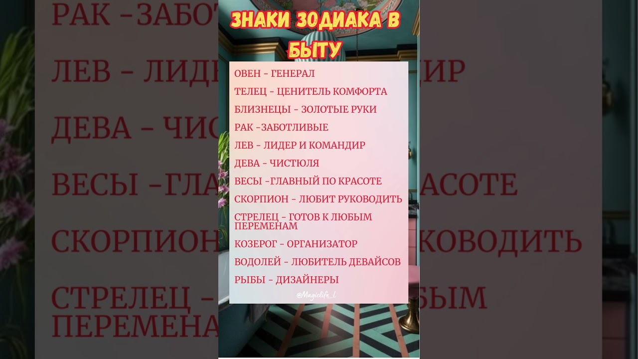 Знаки зодиака в БЫТУ🏠 #дом #знакизодиака #быт