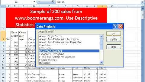 Excel & Statistics 43: Data Analysis Add-in Descriptive Statistics