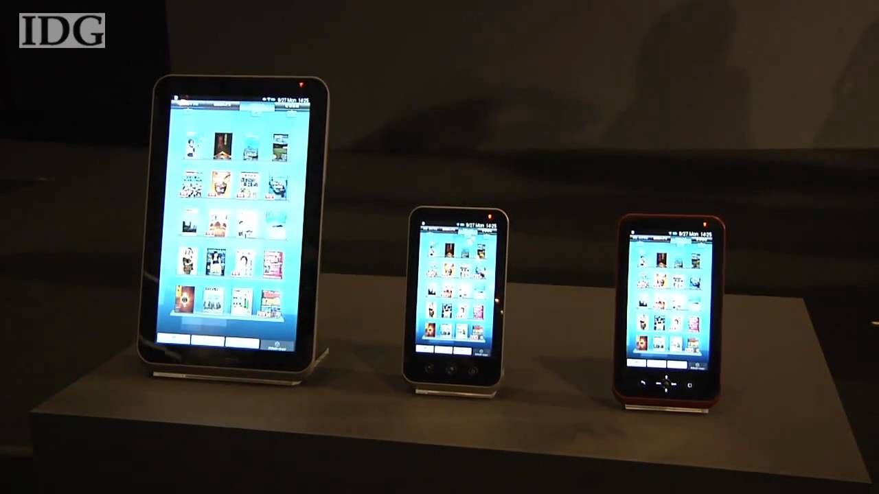 Sharp's Galapagos e-book reader - YouTube