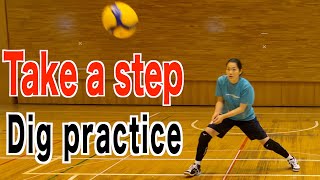 【volleyball digs】Practice to take a step【Japan volley】
