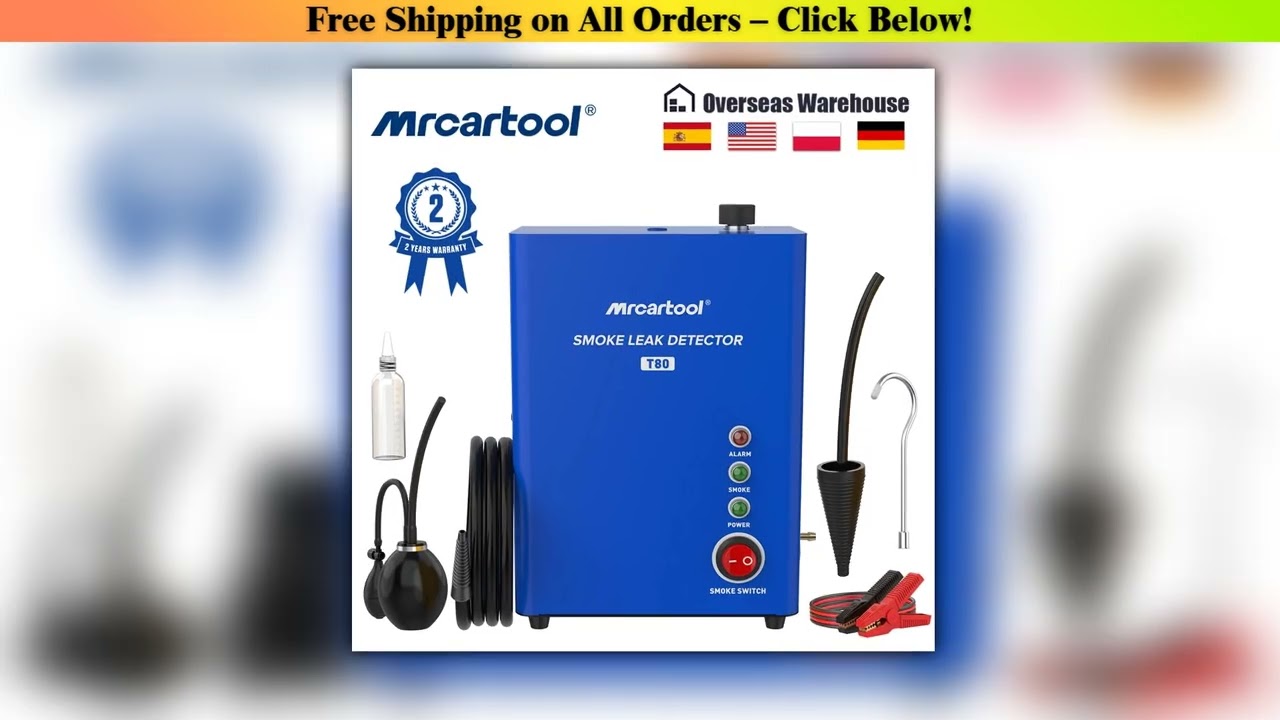 MR CARTOOL T80 Smoke Machine Leak Detector with Pump EVAP Pipe Leak Locator Smoke Diagnostic Tool