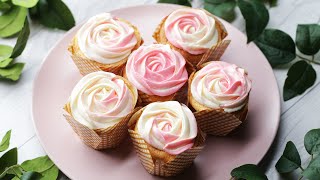 ローズシフォンカップケーキ♪ 〜しっとりふわふわ♪〜 / Rose chiffon cupcake