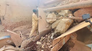 Massive Boulder Jammed in Crusher! Extreme Stone Breaking by Hand 😱