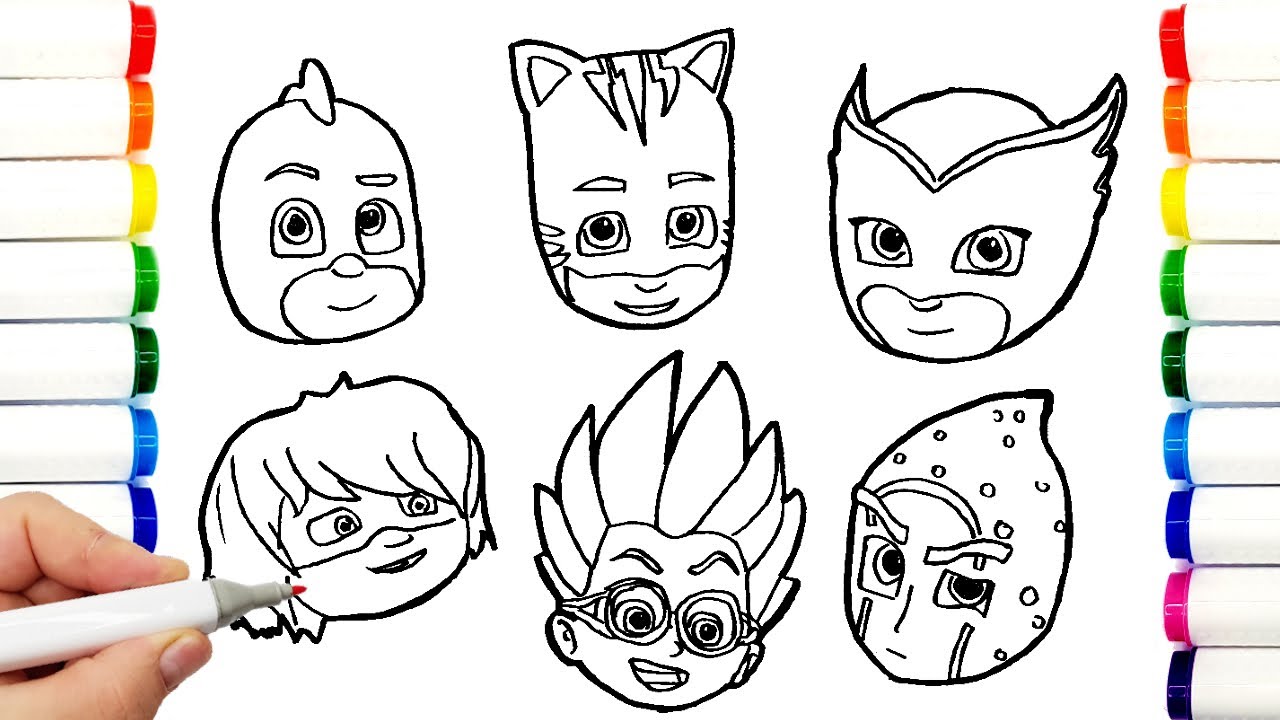 PJ Power Swap! | Coloring Pages | PJ Masks🔴🔴🔴Coloring faces COLORING ...