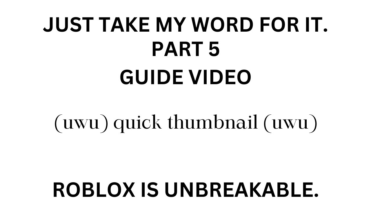 Roblox is Unbreakable A Simple Guide Video but with Part 5 Stands! YouTube