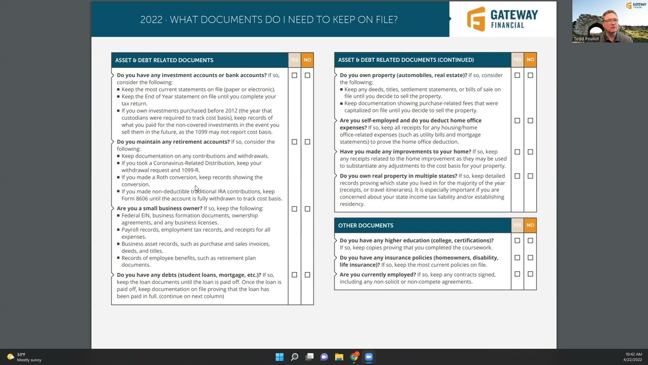 What documents do I need to keep on file?