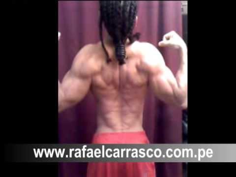 Bodybuilder Rafael Carrasco trains back, delts,biceps ,triceps