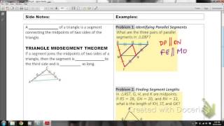 MATHIS GEOM Lesson 5-1 Midsegments of Triangles