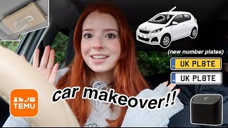 DECORATE MY NEW CAR WITH ME! | temu car decor haul, personalised number plates + MORE! | Peugeot 108