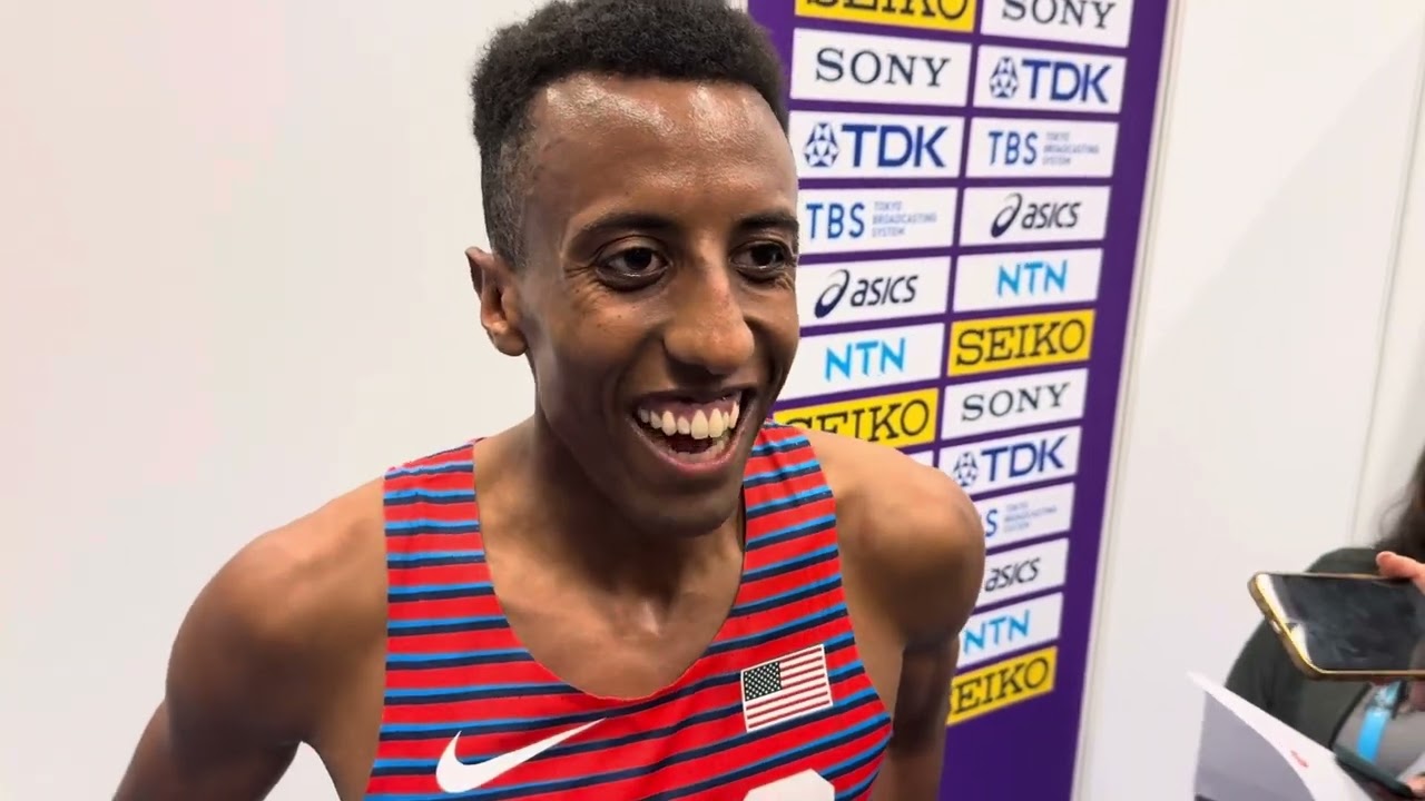 Yared Nuguse after taking 2024 World Indoor silver at 3000m