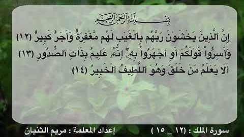 سورة الملك ١٢-١٥