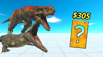 T-rex with purussaurus vs random team same price animal revolt battle simulator