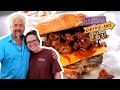 Guy fieri eats the boss burger with rib candy in mobile  diners driveins and dives  food network