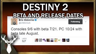 destiny 2 beta and launch dates ps4xbox consoles pc