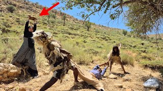 Mountain Terror:🏔 Wild Caveman's Sudden Attack on Zahra and the Sheep!😱