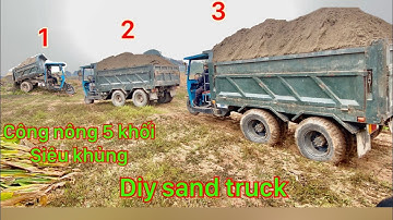 Công nông chở cát sa lầy kéo nhau cực căng tricycle carrying sand stuck in the mud