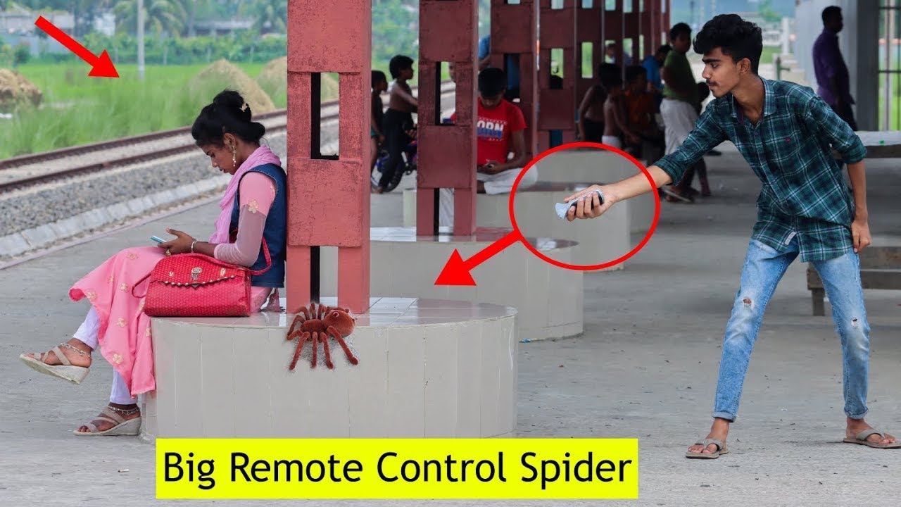 Fake Spider Attack Prank On Public _ Big Remote Control Spider Vs Man Prank Video _ Billu ustad