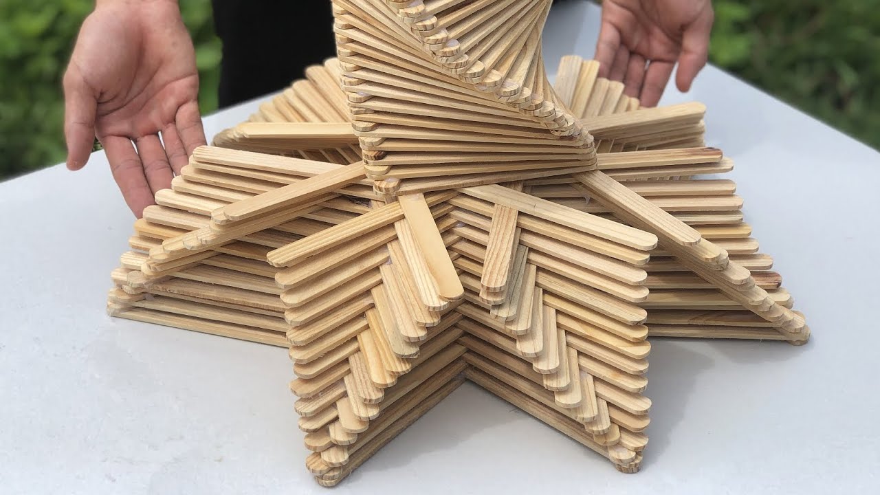 Stunning and Unique Table Lamp Designs Ideas From Ice Cream Stick