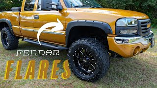 Installing Tyger Auto Fender Flares on my 04 sierra!! | ROAD TO 200 subscribers 🔥