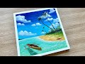 Beach Landscape Painting / Acrylic painting for Beginners / Daily Challenge No.47