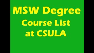 Master of Social Work (MSW) 3 Year Part Time Degree at California State University Los Angeles