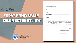 SURAT PERNYATAAN CALON KETUA RT/RW