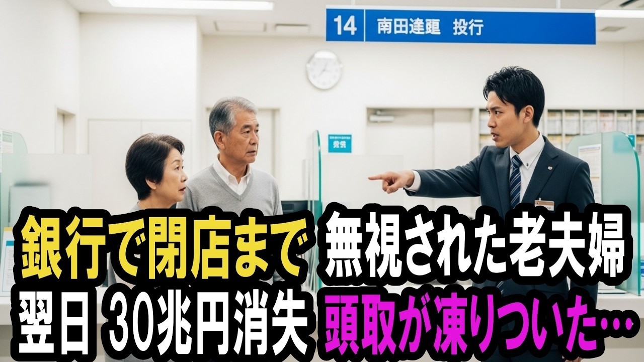 銀行で年金口座を断られ閉店まで放置された老夫婦。翌日、全額をライバル銀行へ移した瞬間、頭取が顔面蒼白に…【感動する話】
